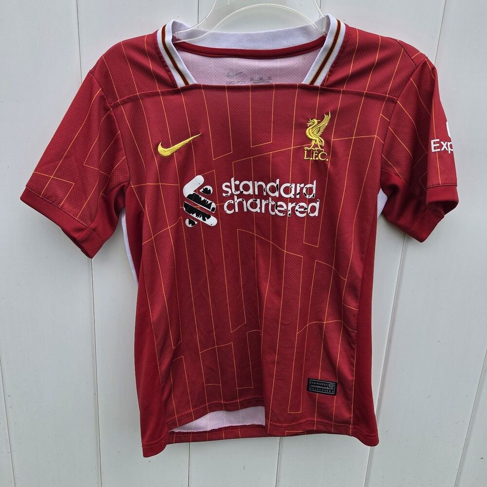 Nike Liverpool Soccer Jersey Red Standard Chartered Dri-Fit Youth Size S